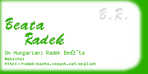 beata radek business card